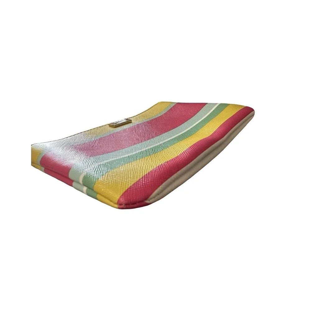 Kate Spade Striped Clutch - pink, yellow, green, white